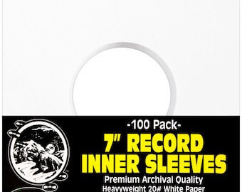 7&quot; 45rpm Archival White Paper Vinyl Record Inner Sleeves