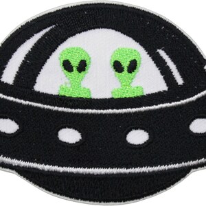 4.25" Embroidered Iron on Patch - Aliens in UFO Spaceship - Etsy
