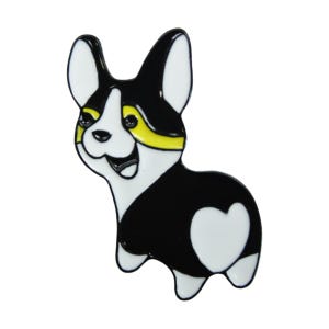 1.38" Enamel Pin - Black & White Corgi Dog
