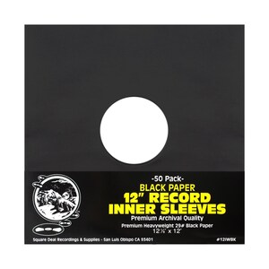 12&quot; Archival Black Colored Vinyl LP Record Paper Inner Sleeves