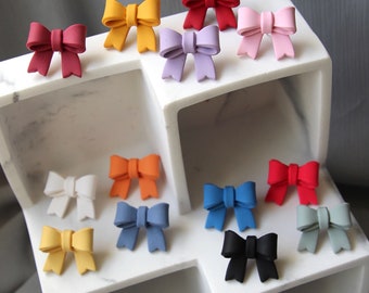 Sculpted Bow Stud Earrings, Handmade Polymer Clay Jewelry, Minimalist Jewelry, Statement Studs, Gifts for Her, Gifts for Girls
