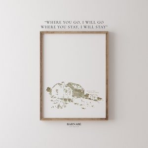 Where You Go, I Go by Barnabé Studio | Vintage Bible Sketch | Ruth 1:16 Home Decor | Bible Verse Wall Art | Christian Wall Art | Minimal