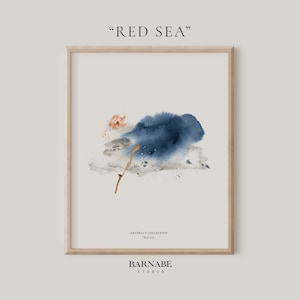 Red Sea by Barnabé Studio | Christian Wall Art  | Christian Painting | Christian Watercolor Abstract Print | Moses and Red Sea | Indigo Blue