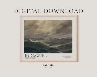 Emmanuel by Barnabé Studio | DIGITAL DOWNLOAD | Names of God | Deep Waters | Bible Verse Wall Art | Scripture Wall Art | Isaiah Painting