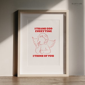 Christlicher Valentinstag Printable | Engel Cherub Illustration | Roter Engel | Roter Valentinstag Love Print