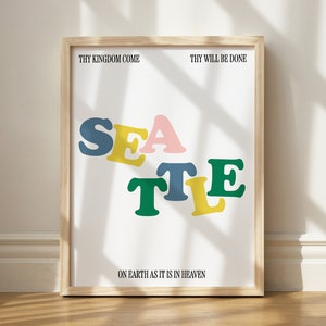 Seattle Print | Auf Erden so wie es im Himmel ist | DIGITALER DOWNLOAD | Seattle Poster | Retro Poster | Seattle Kunstdruck | Seattle Wandkunst