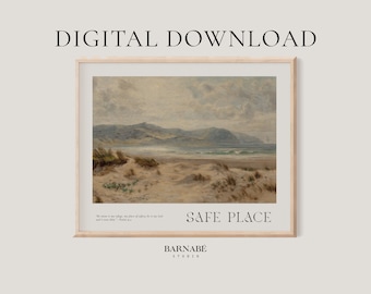 Psalm 91 Safe Place by Barnabé Studio | Digital Download | Neutral Christian Wall Art | Bible Verse Wall Art | Scripture Wall Art