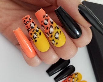 Africa spirits.. Leopard in gradient yellow orange.. Ombrè.. Animal print