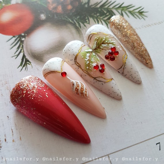 Christmas Press on Nails festive Nails xmas Nails christmas Party