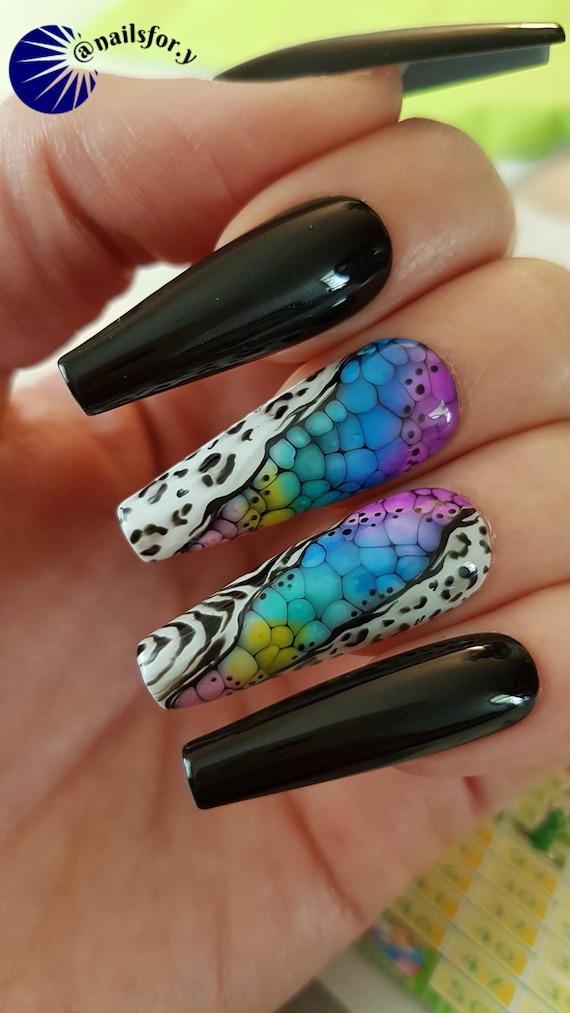 Jungle Mix Animal Print..press on Nails..leopard Zebra Design..black Long  Coffin Nails,snake Skin Nails,animal Print Nails,mix Animal Print -   Canada