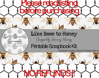 Like Bees to Honey 1 Printable Scrapbook Paper