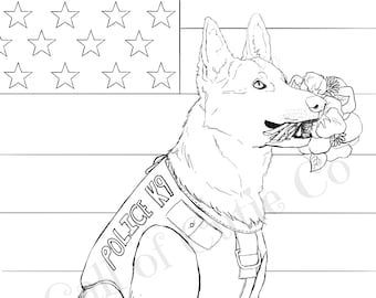 Police Dog Coloring | Etsy