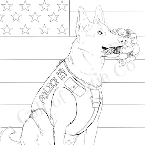 Police Dog Coloring Page/Animal Color Sheets/Dog Coloring Pages image 1