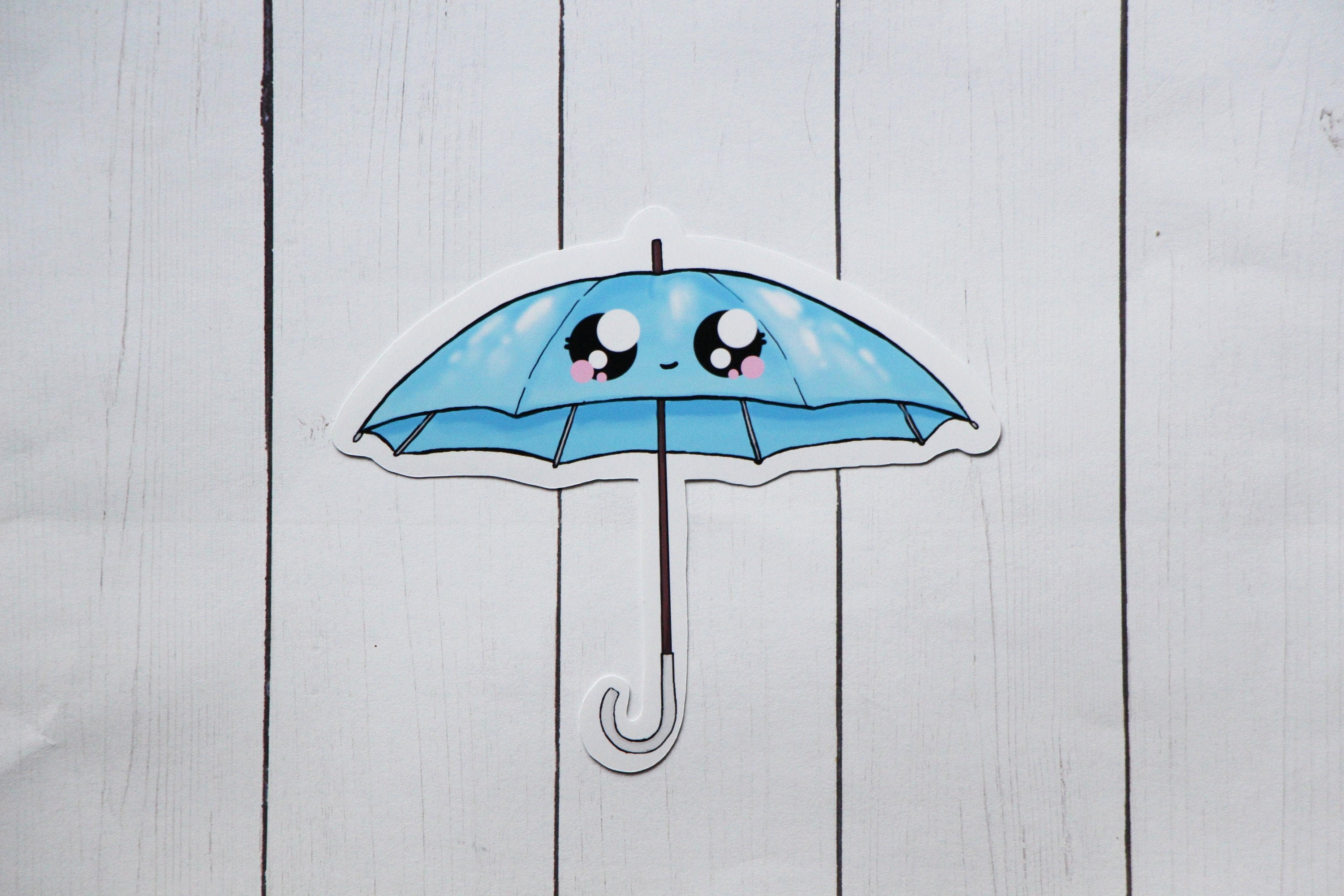 Umbrella Die Cut Sticker/Blue Umbrella Sticker/Glossy Sticker Etsy