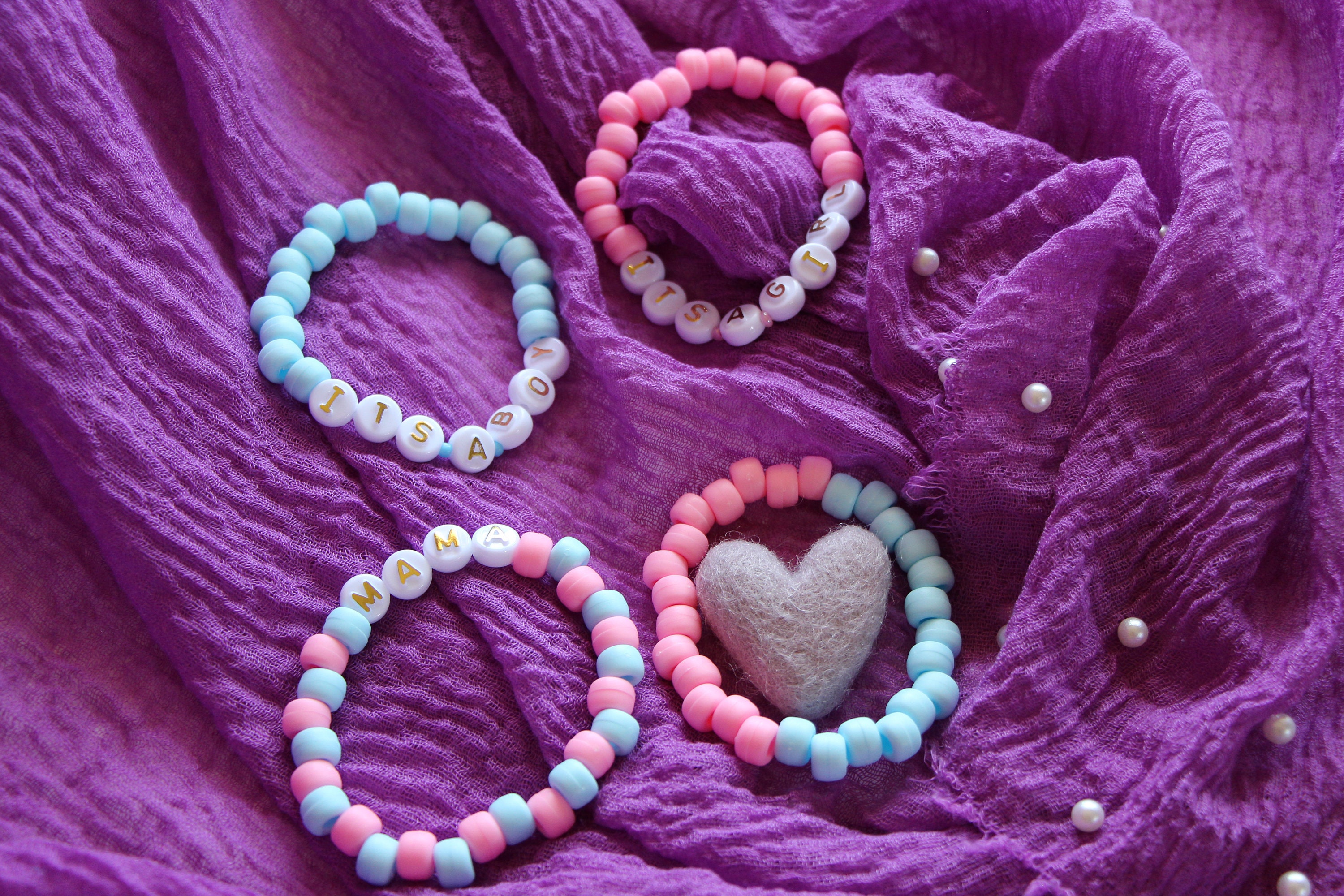 Custom Gender Reveal Bracelets/ Personalized Bead Bracelets/ Custom