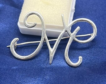 Personalized Sterling Silver Initial Brooch, Custom Pin