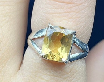 Handmade Citrine Ring, 925 Sterling Silver, Boho Jewelry