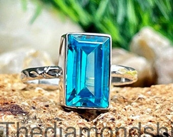 Handmade Blue Topaz Sterling Silver Ring - December Birthstone