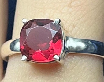 Handmade Garnet Sterling Silver Ring, Bohemian Jewelry, January Birthstone