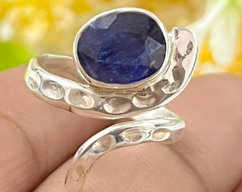 Handmade Tanzanite Sterling Silver Ring, Adjustable Band