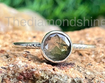 Turmalin Sterling Silber Ring, Grüner Turmalin Edelstein Ring, Turmalin Schmuck, Zierlicher Ring, Geburtsstein Schmuck Geschenk für Frau