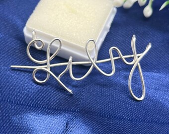 Custom 925 Sterling Silver Name Brooch - Personalized Brooch
