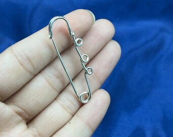 Sterling Silver Safety Pin Brooch, Minimalist Shawl Pin - Etsy