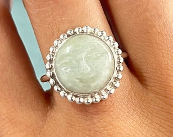 925 MOON FACE RING