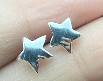 Silver Star Studs, Tiny Star Studs, Silver Earrings, Shine Star Studs, Sterling Silver Earrings, Minimalist Earrings, Star Silver Studs Gif
