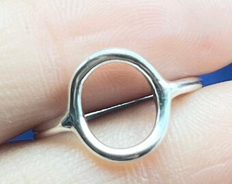 Sterling Silver Open Circle Ring, Minimalist Geometric Design