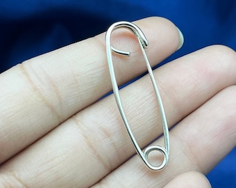 925 Sterling Silver Safety Pin Brooch, Simple Safety Silver Pin