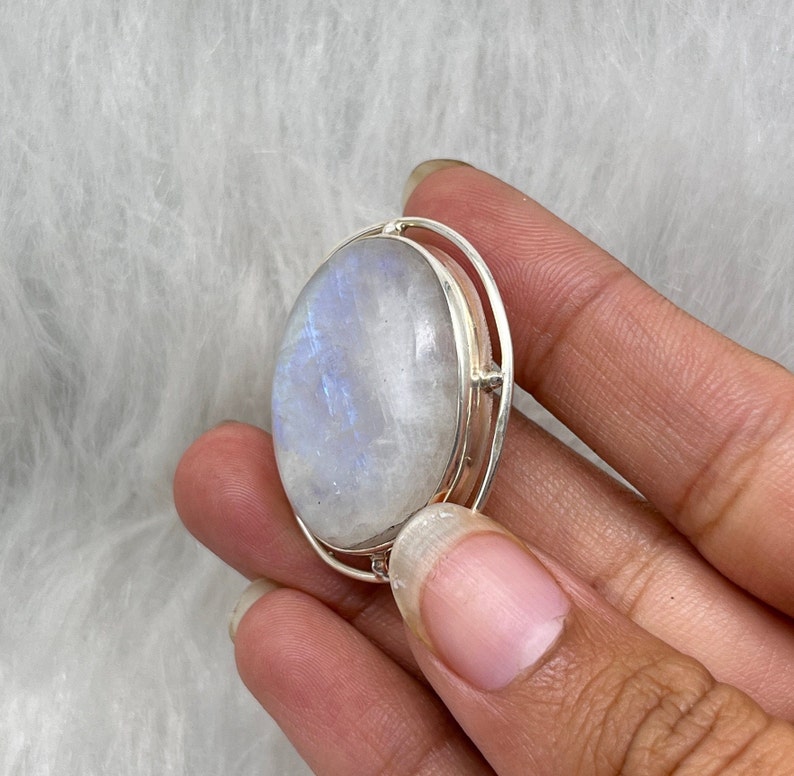 Genuine Moonstone Brooch, 925 Sterling Silver Brooch, Vintage Silver Brooches, Brooches For Women/Men, Gifts Idea For Him/Husband image 2