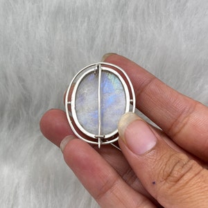 Genuine Moonstone Brooch, 925 Sterling Silver Brooch, Vintage Silver Brooches, Brooches For Women/Men, Gifts Idea For Him/Husband image 4