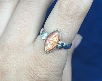 Handgemaakte zonnesteenring, massief 925 sterlingzilver