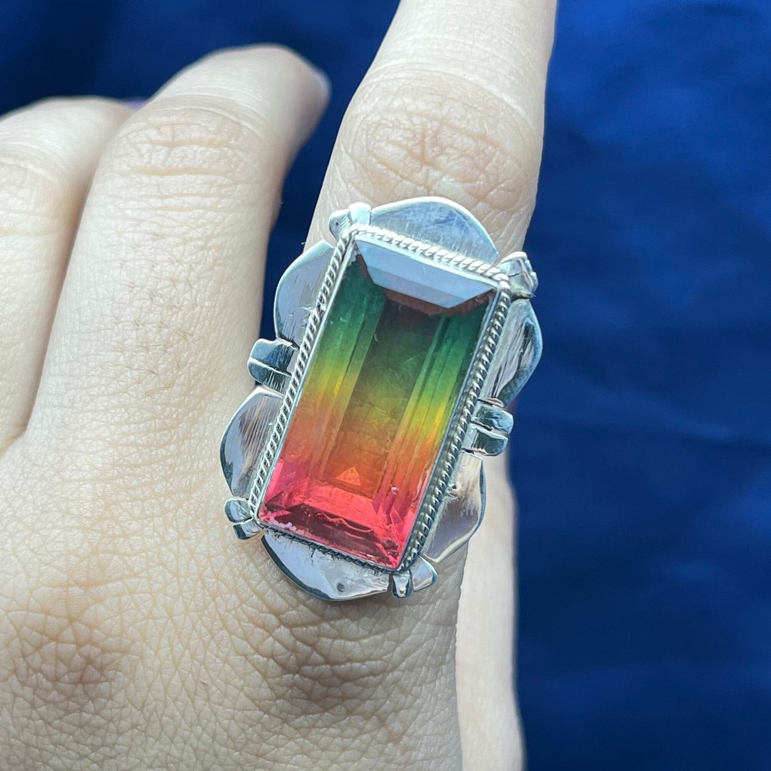 Watermelon Quartz Rings Watermelon Tourmaline Ring, 925 Sterling Silver Watermelon Tourmaline ...