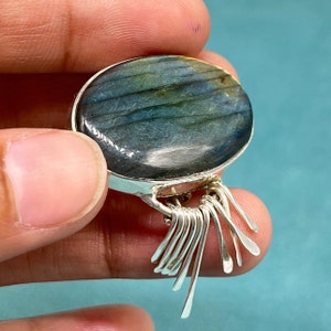 Labradorite Silver Brooch, 925 Sterling Silver Brooch, Labradorite Gemstone Silver Brooch, Brooches For Women, Celtic Shawl Pin Brooches zdjęcie 5