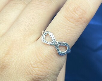 Bague infini faite main en argent sterling, bague de promesse