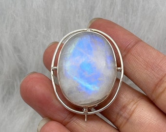 Genuine Moonstone Brooch, 925 Sterling Silver Brooch, Vintage Silver Brooches, Brooches For Women/Men, Gifts Idea For Him/Husband