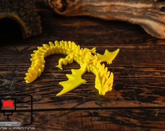 Articulated 3D printed War Dragon with flapping wings, flexi Dragon, fidget toy