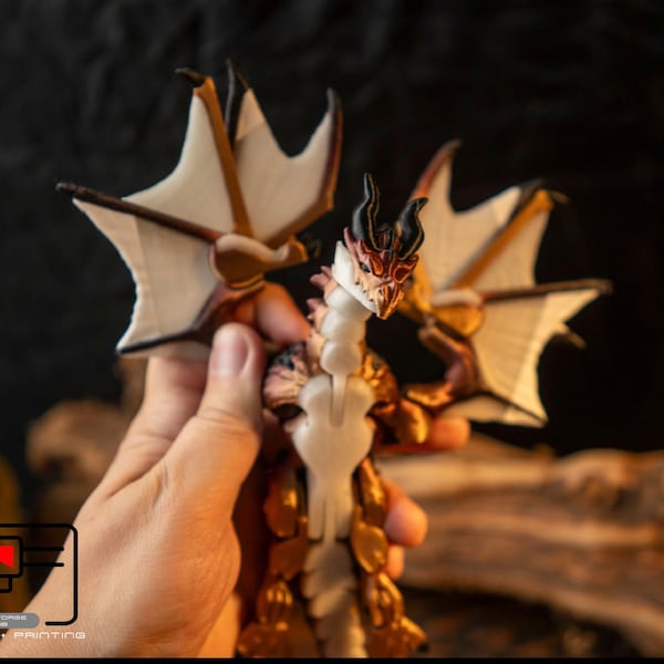 Articulated 3D printed Wyvern Dragon, flexi Dragon, fidget toy