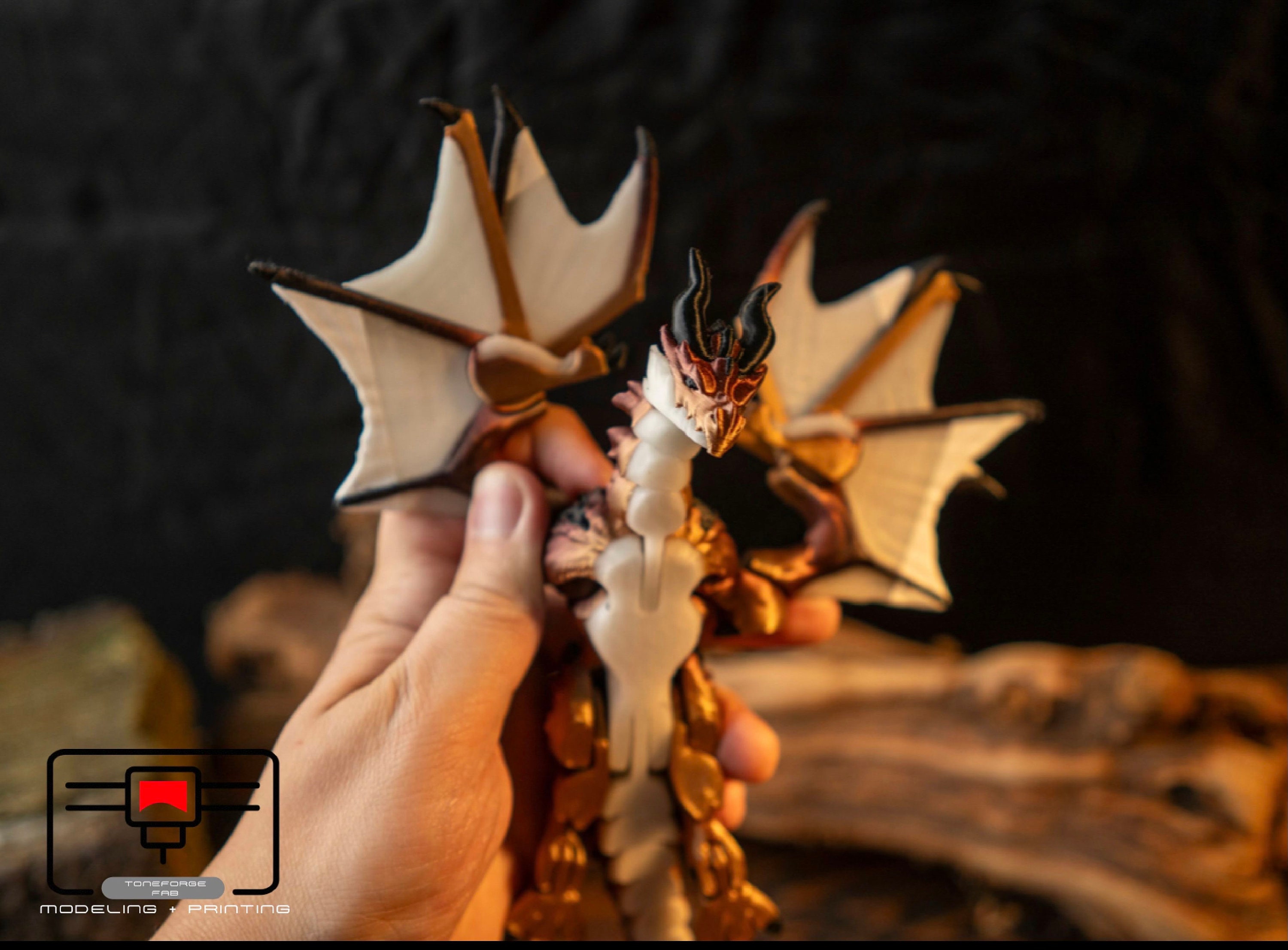 Dragón Wyvern articulado impreso en 3D, dragón flexible, juguete antiestrés