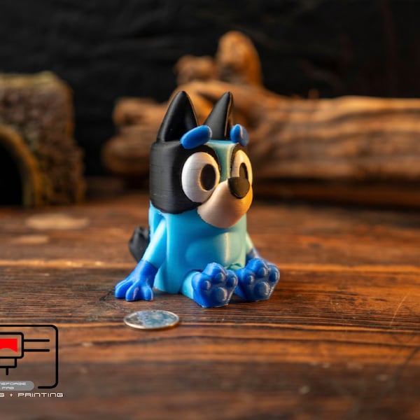 Articulated 3D printed Blue Dog, flexi dog, fidget toy