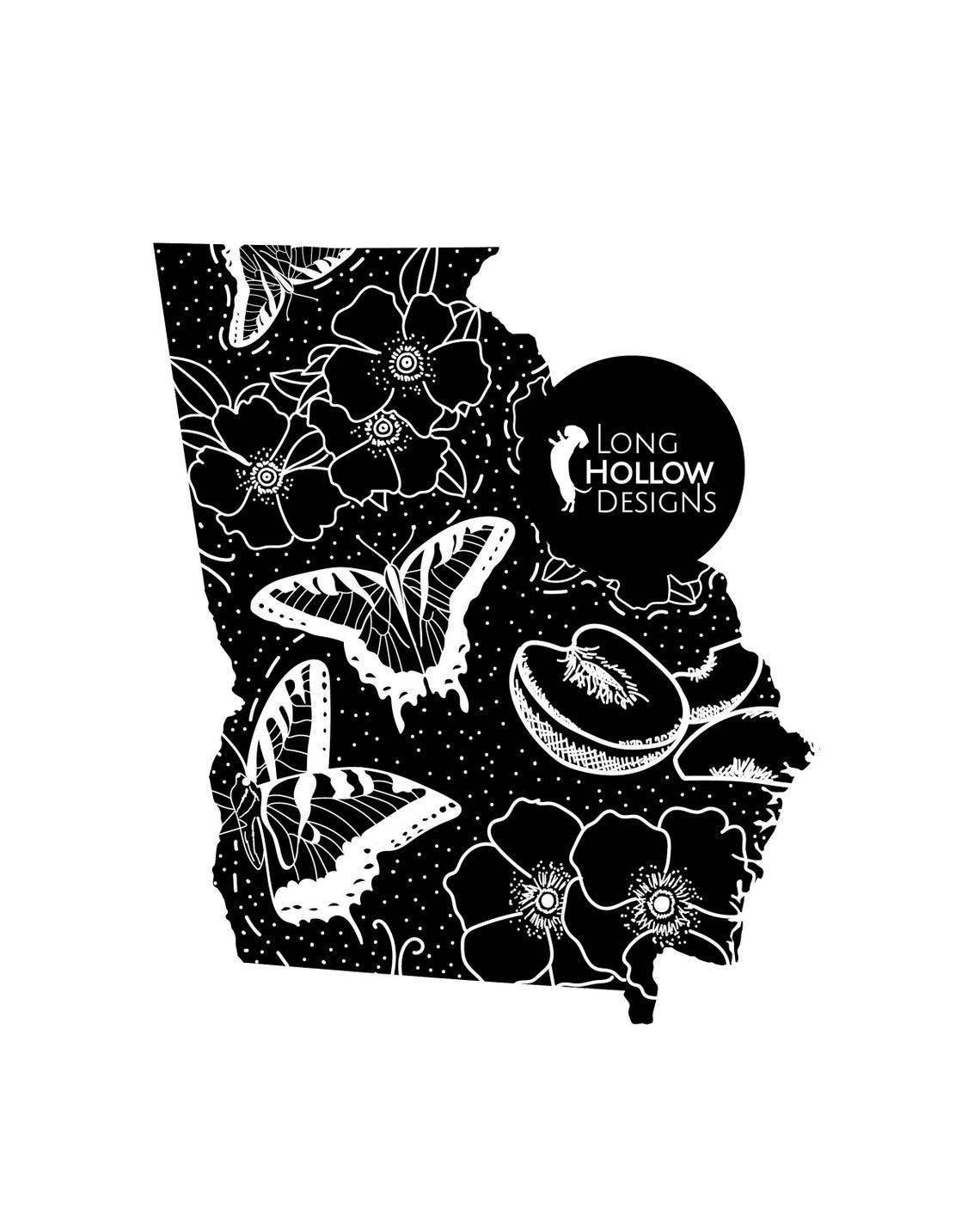 Georgia State Illustration Black and White PRINTABLE Wall | Etsy
