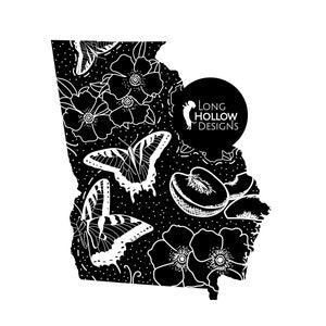 Georgia State Illustration Black and White PRINTABLE Wall | Etsy