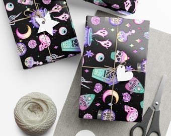 Ghostly Dark Gift Wrapping  Paper 30"x72" |Elegant Wrapping Paper for Birthdays, Weddings, Holidays, Baby Showers, and More
