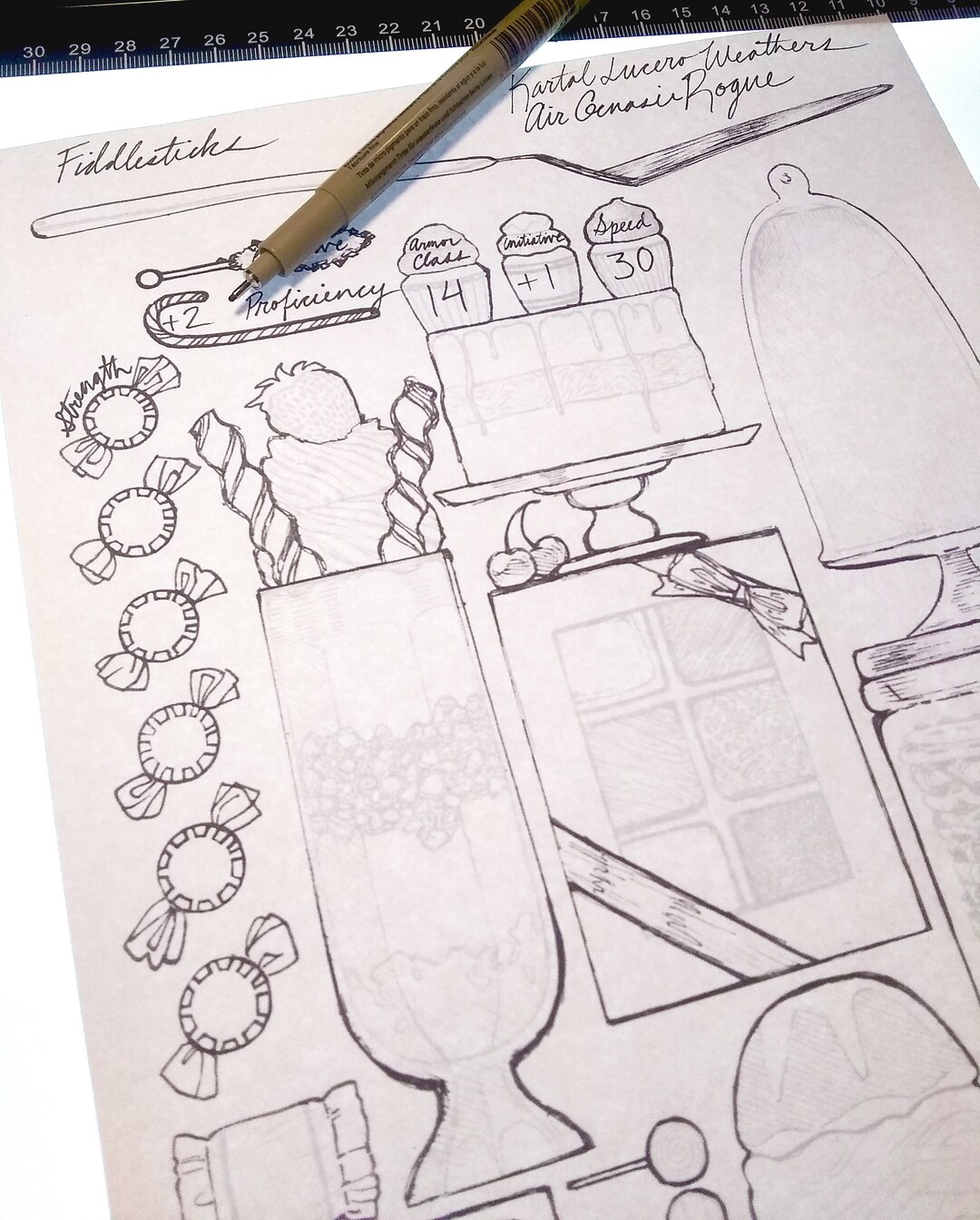 PDF Themed Illustrated 5e Character Sheet - Fillable Hand-drawn ...