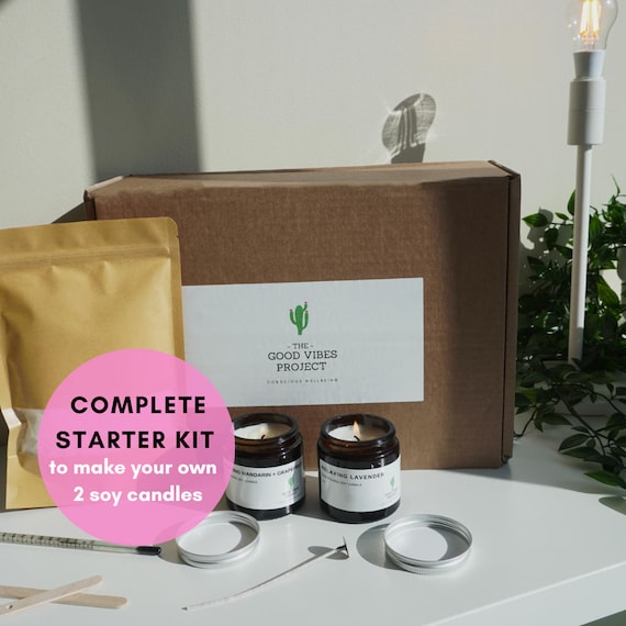 Candle Making Kit STARTER KIT Beginners Soy Wax Candle DIY Kit Make Your  Own 4 Scented Candles Eco Gift Box Vegan 