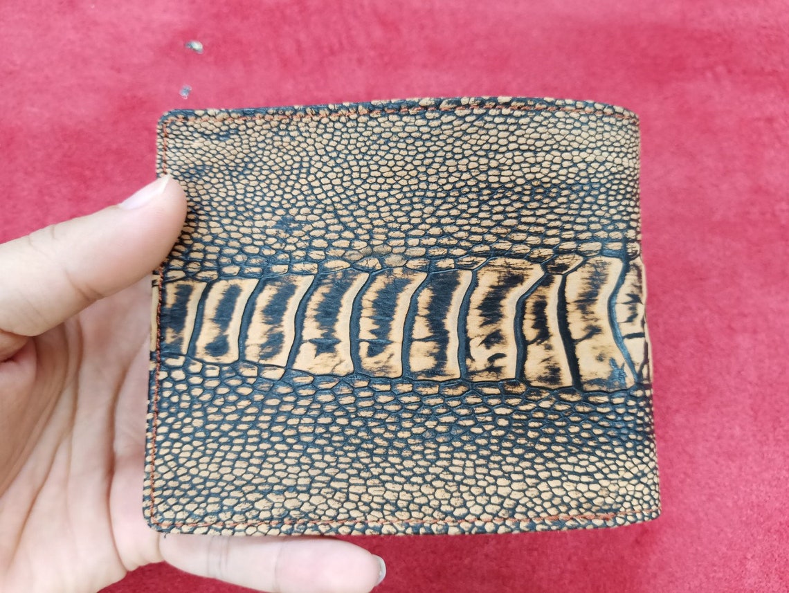 Premium Genuine Ostrich Skin Leather Mens Bifold Wallet Etsy