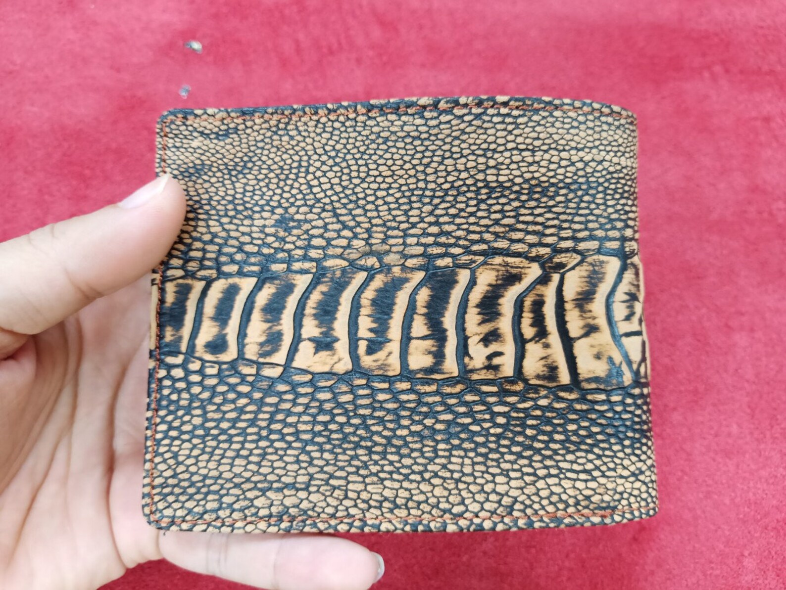 Premium Genuine Ostrich Skin Leather Mens Bifold Wallet Etsy