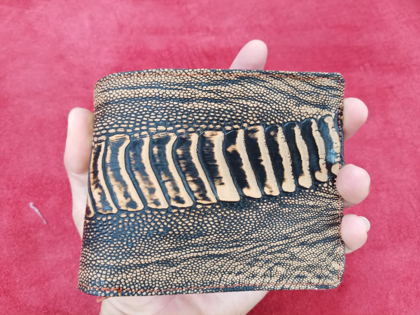 Premium Genuine Ostrich Skin Leather Mens Bifold Wallet Etsy